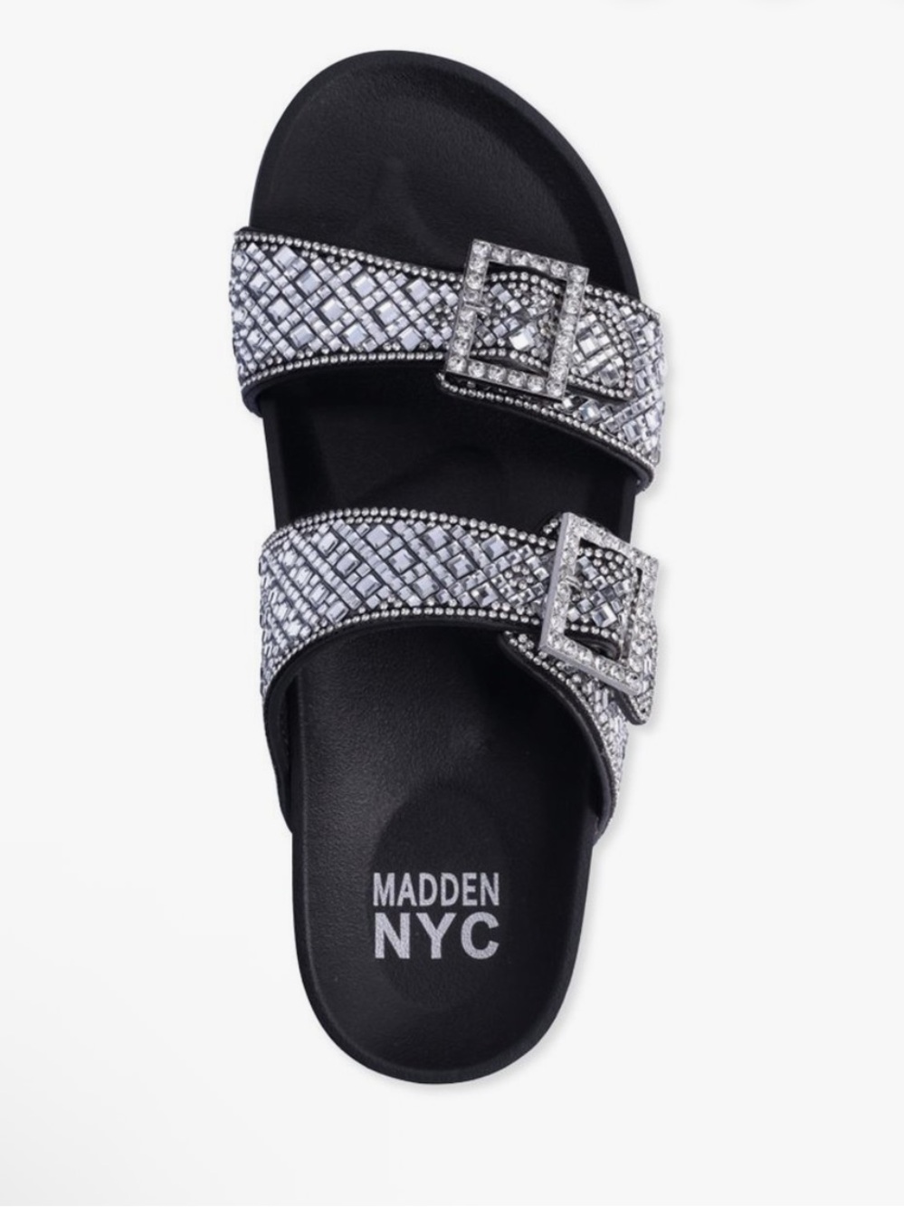 Madden NYC Black & Silver Crystal Buckle Sandals Big Girl (Kids) 13